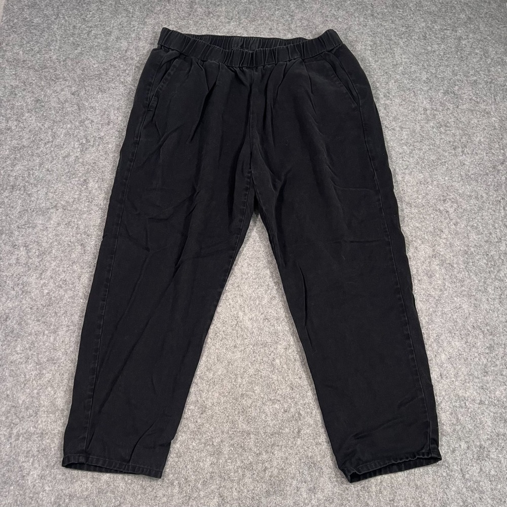 Eileen Fisher Black Tencel Cropped Pull-On Tapered Pants Women's Size Large‎